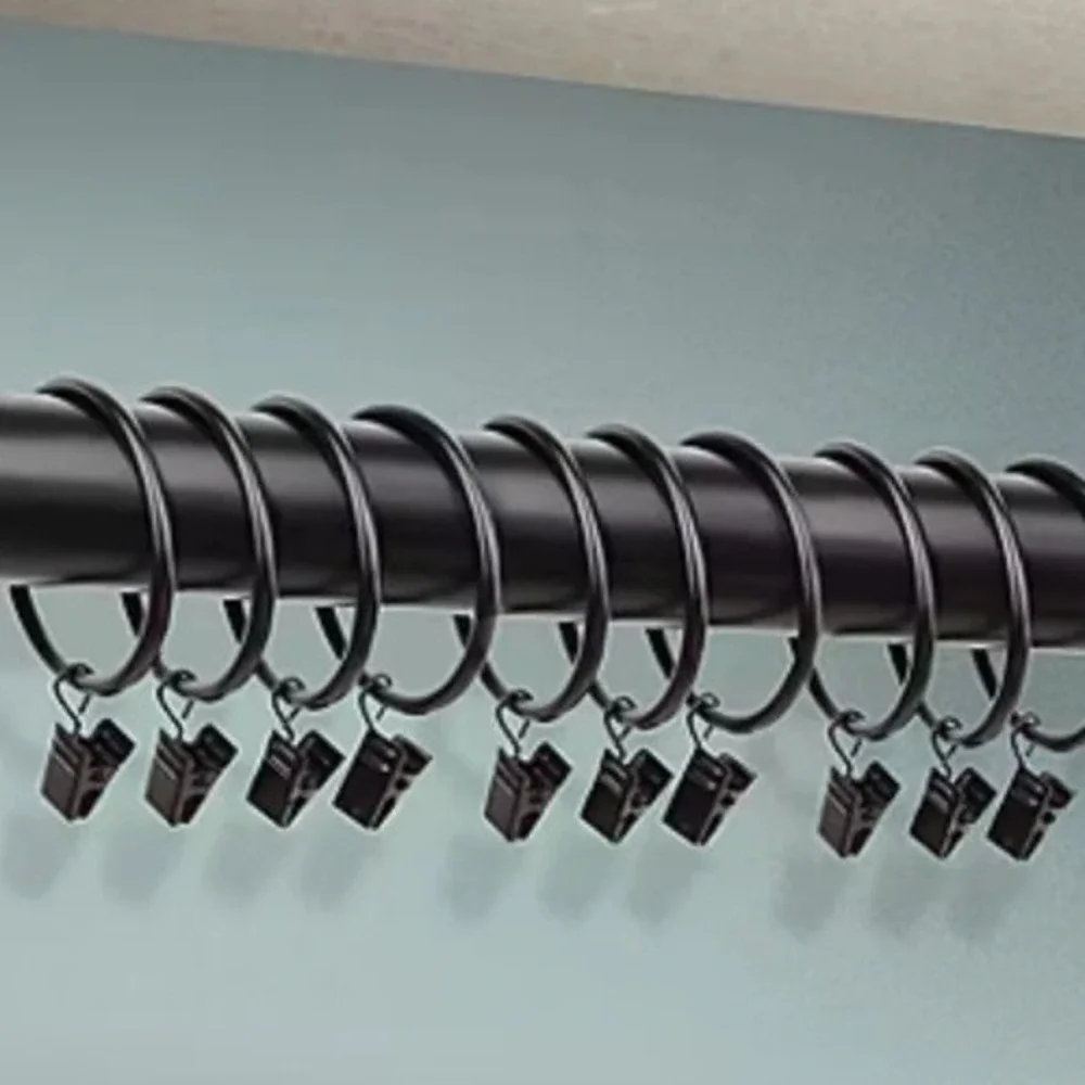 10pc Gunmetal Gray Metal Curtain Slider Rings with Alligator Clips 2 In Diameter